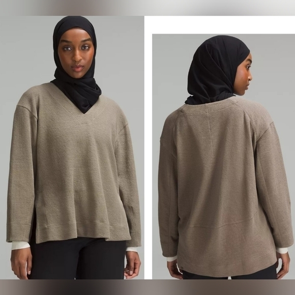 Lululemon Textured V-Neck Pullover In Nomad Size 6. - Picture 1 of 13